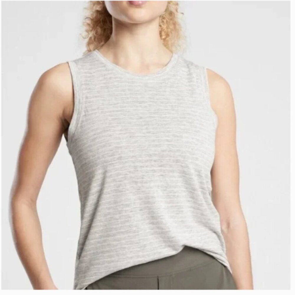 Athleta Breezy Tank Grey Marled Stripe Sleeveless